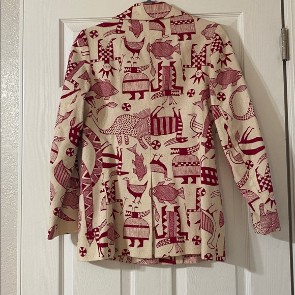 Prophecy Bohemian Women’s Blazer Red and Cream Bold Patterned - Picture 2 of 10